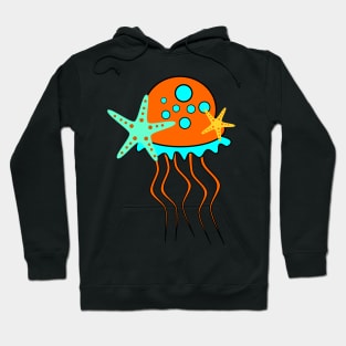 Cute jellyfish and sea stars Hoodie